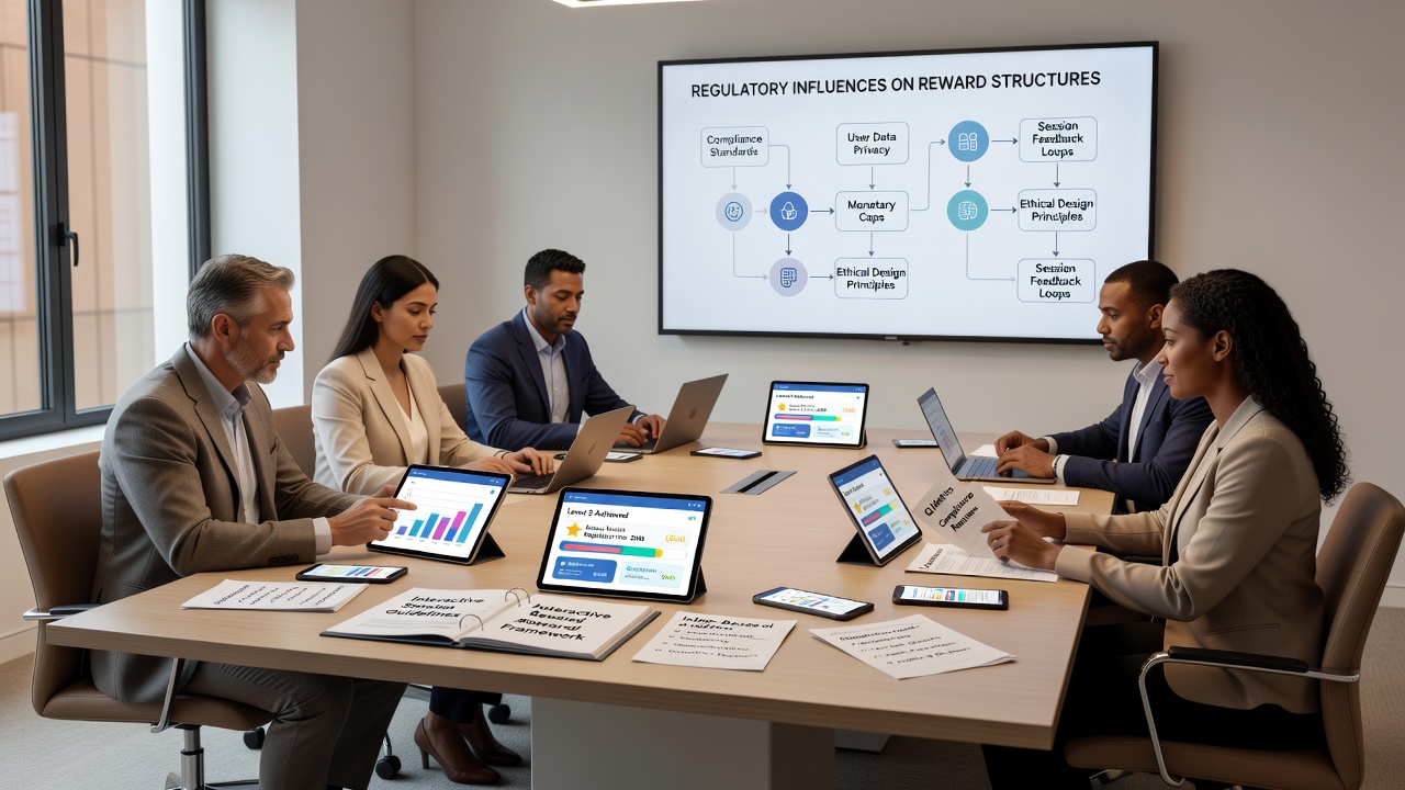 Regulatory documents and app analytics dashboard illustrating reward adjustments for table game sessions